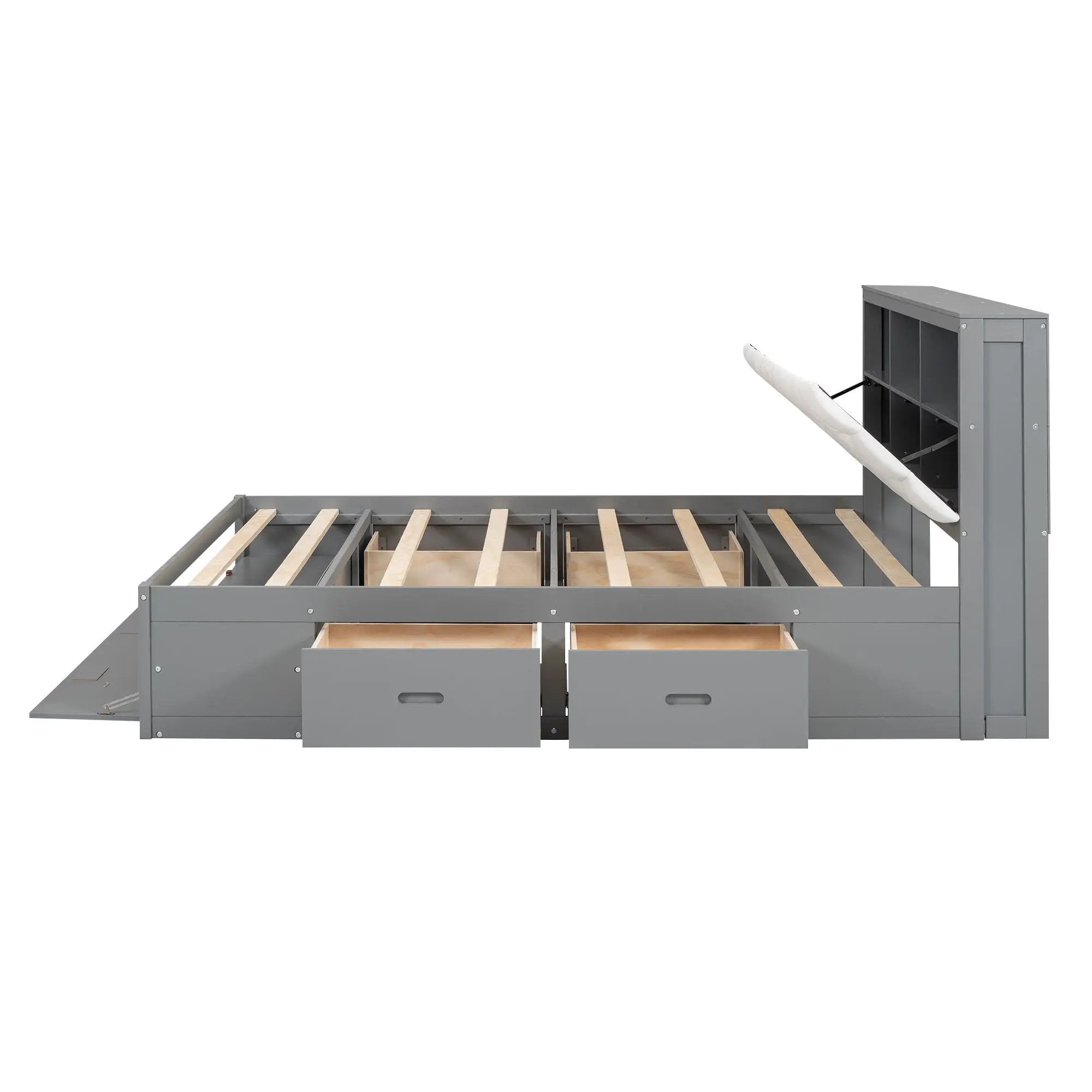 Platform Bed With Storage Headboard, Shoe Rack And 4 Drawers by HouseOfZazla