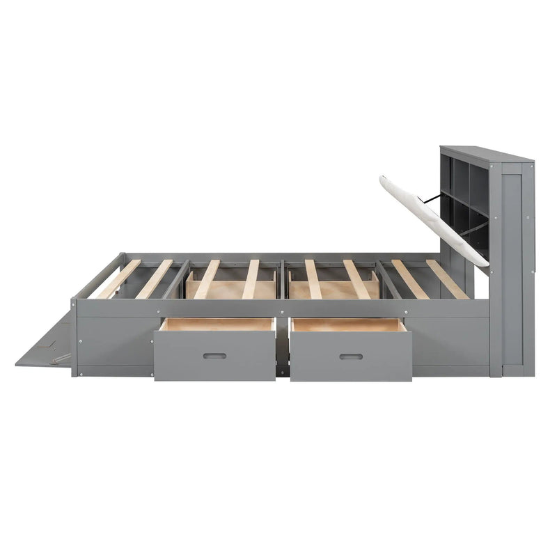 Platform Bed With Storage Headboard, Shoe Rack And 4 Drawers by HouseOfZazla