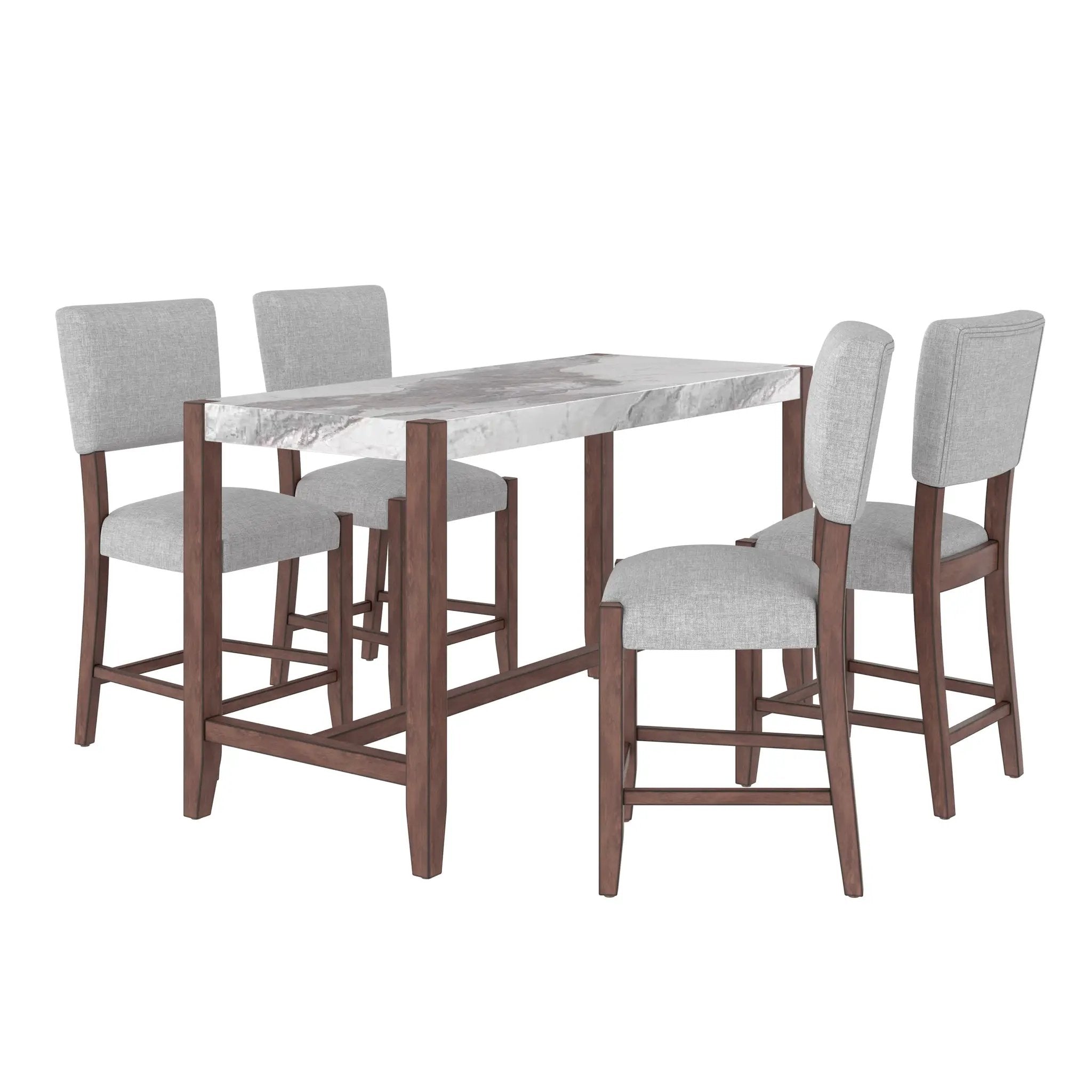 Set of 4 Mid-Century Modern Linen Upholstered Bar Stools by HouseOfZazla