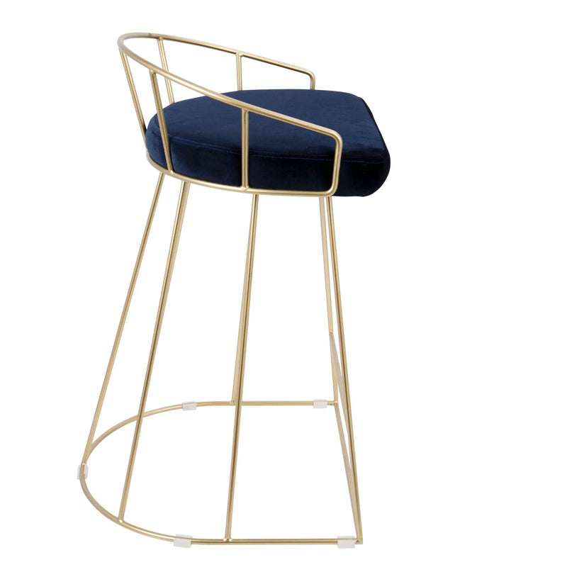 Canary - Contemporary / Glam Counter Stool (Set of 2) - Gold / Blue by HouseOfZazla