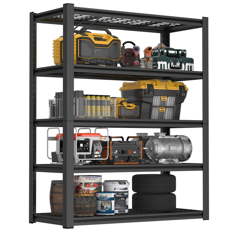 Garage Storage Rack, 5 Layer Adjustable Shelving Unit For Warehouse - Black by HouseOfZazla