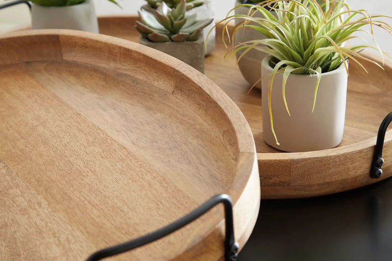 Jocelyne - Tray Set (Set of 2) - Brown / Black by Unique Piece Furniture