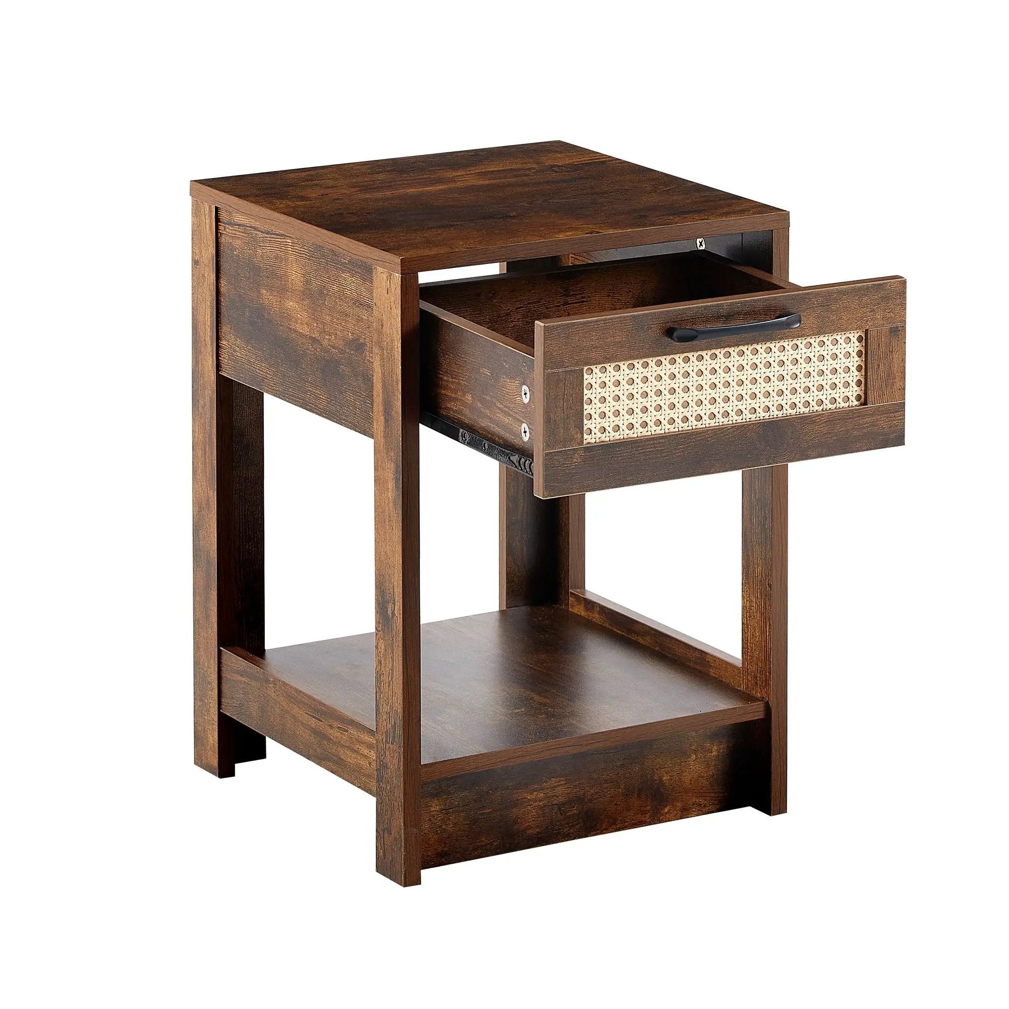 15.75" Rattan End Table With Drawer, Modern Nightstand, Side Table For Living Room, Bedroom by HouseOfZazla