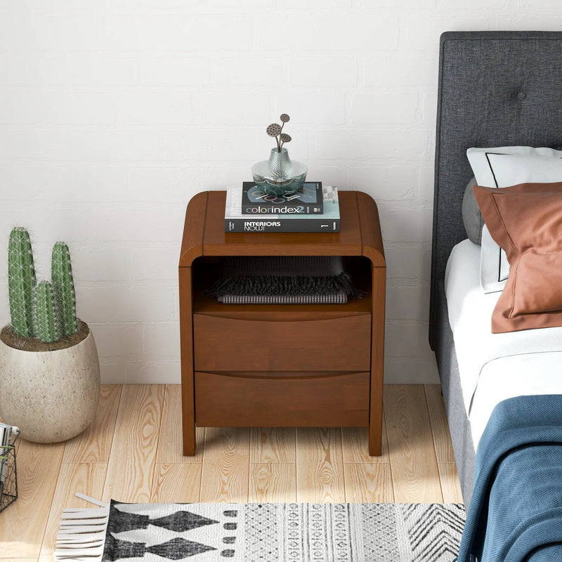 Lionel - Nightstand 2 Drawer - Brown by HouseOfZazla