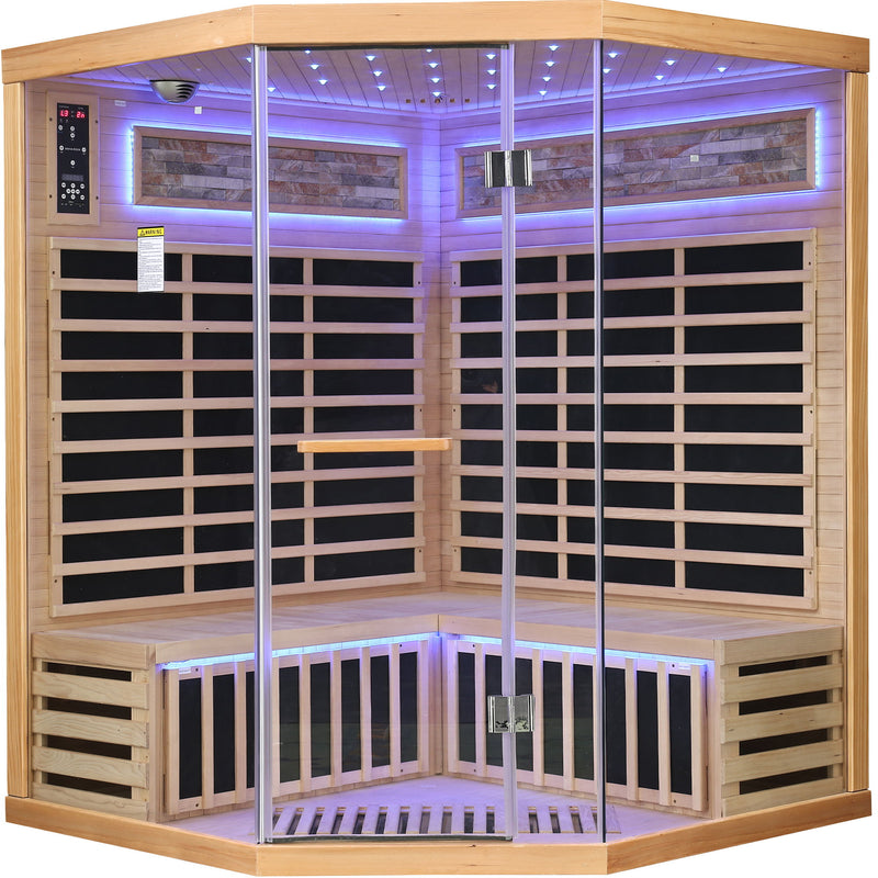 Pentagonal Sauna Room With Carbon Heating Plates - American White Oak by HouseOfZazla