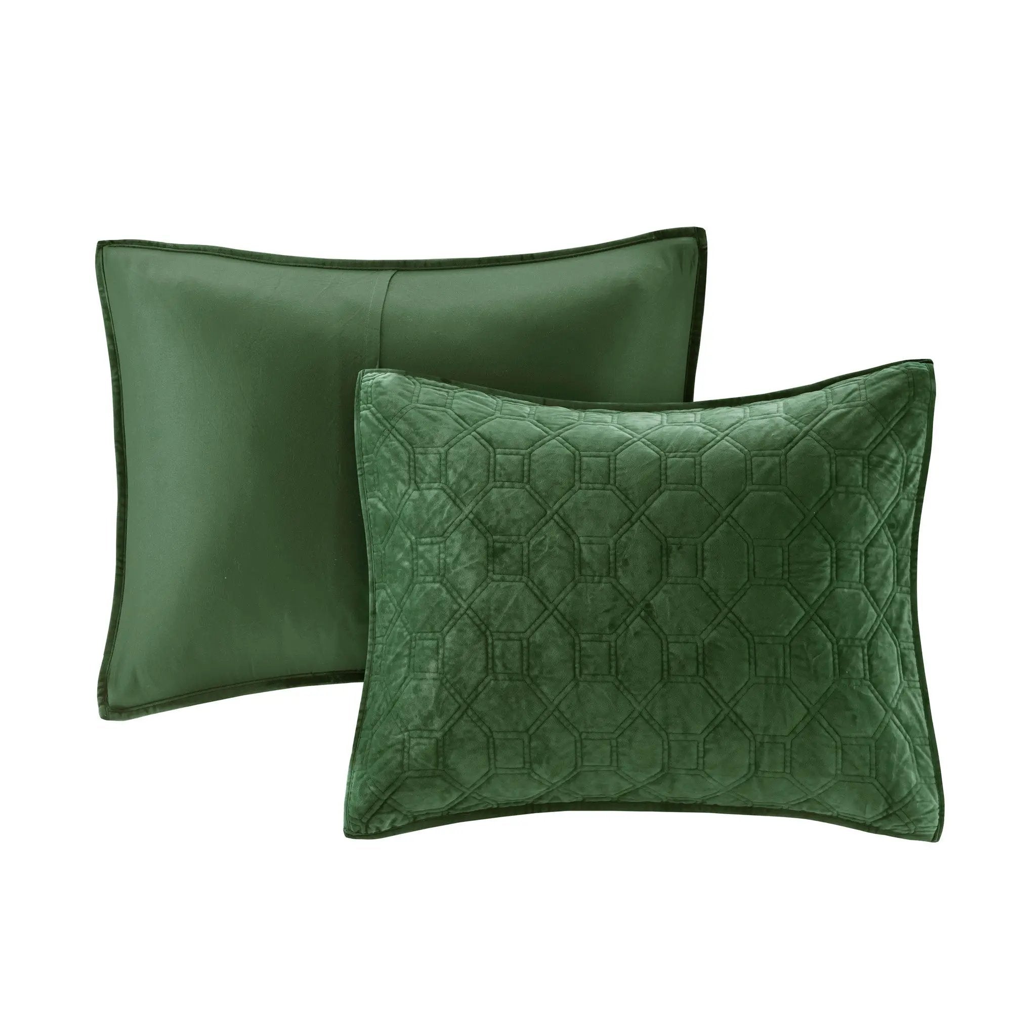 3 Piece Velvet Quilt Set Green Full/Queen by HouseOfZazla