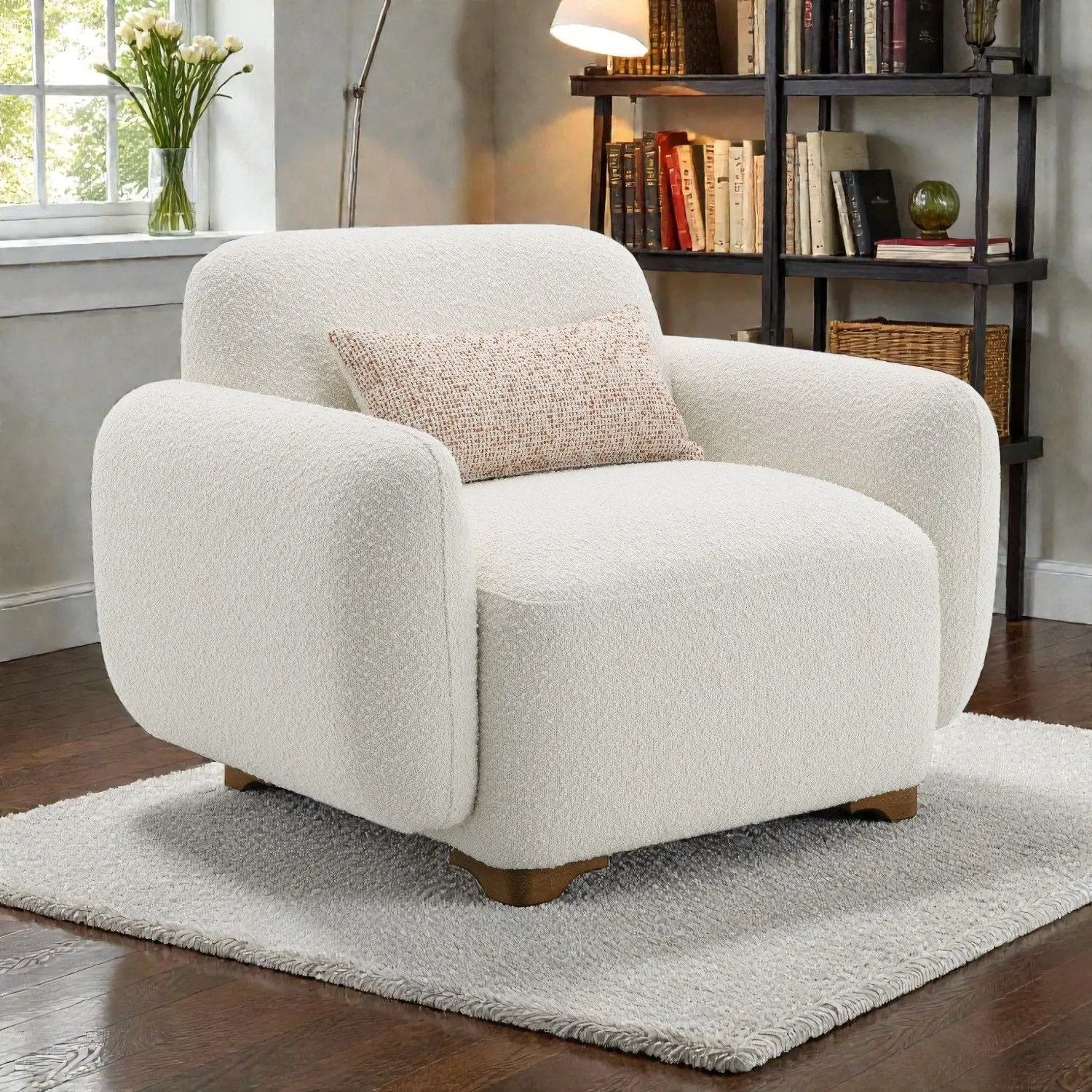 Darius - Boucle Accent Chair With 1 Toss Pillow - Beige by Unique Piece Furniture