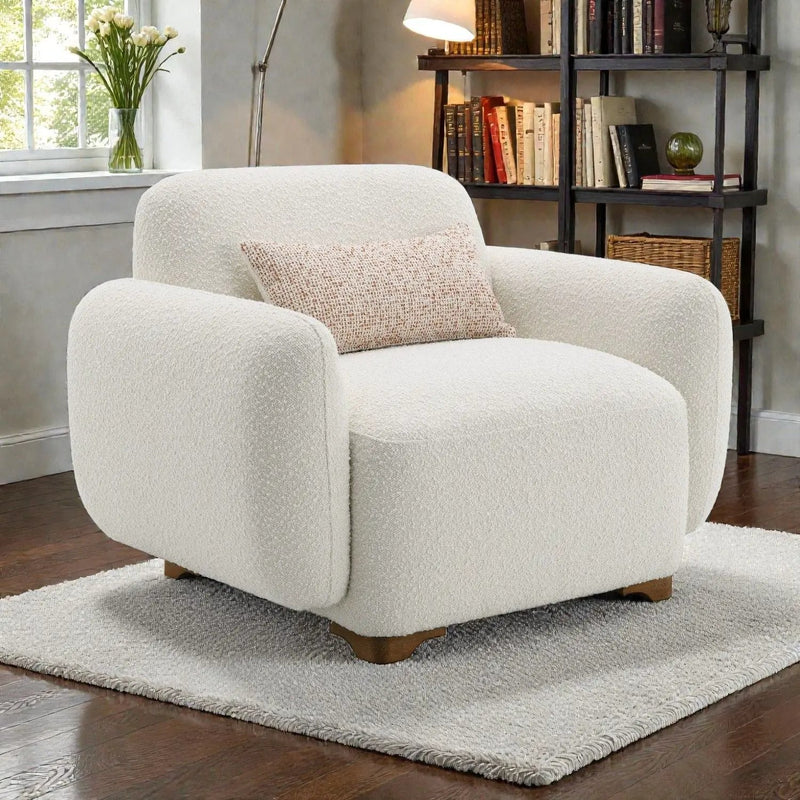 Darius - Boucle Accent Chair With 1 Toss Pillow - Beige by Unique Piece Furniture