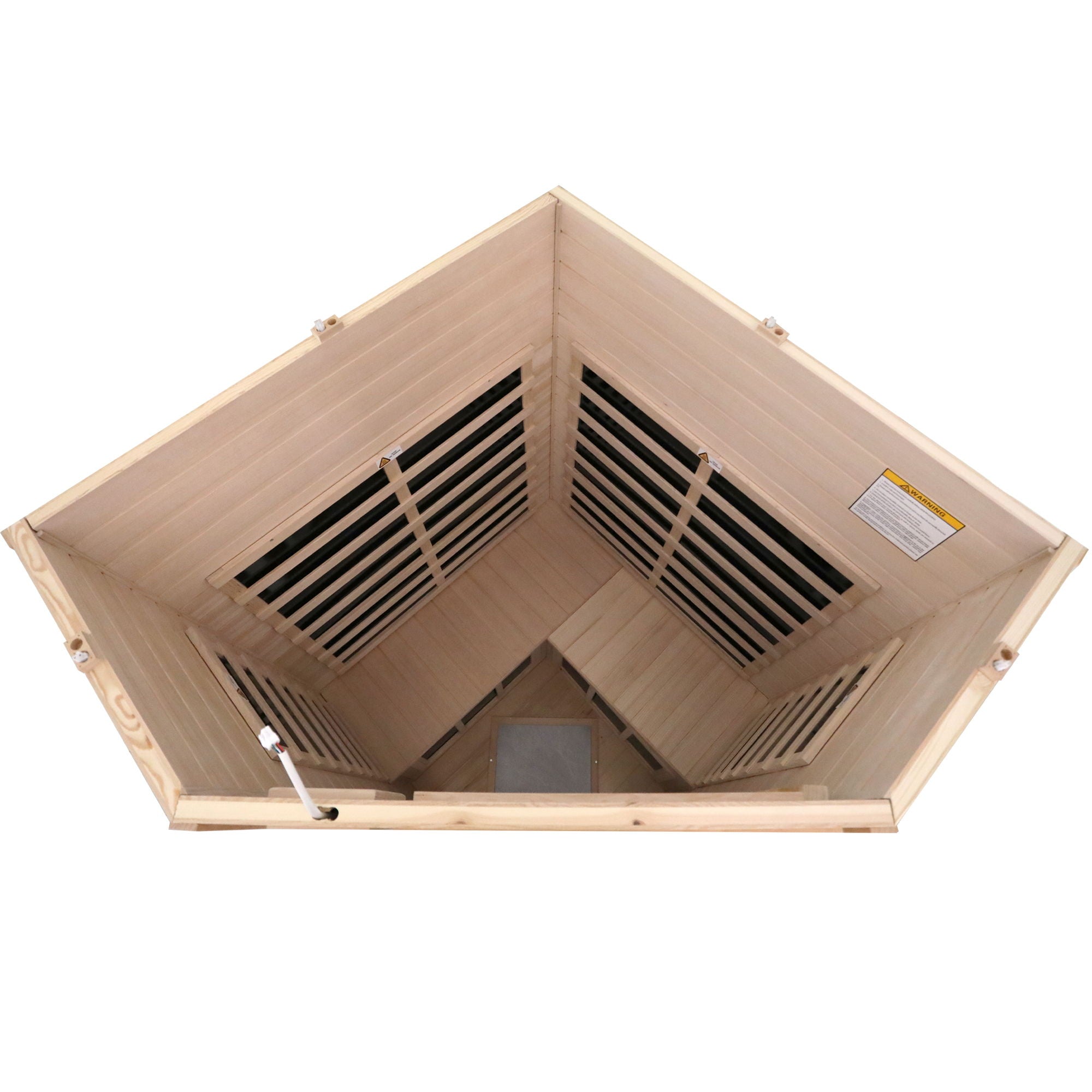 Low Emf Front Door With Heating Panel 2 Persons Hemlock Far Infrared Corner Indoor Sauna Room - Natural by HouseOfZazla