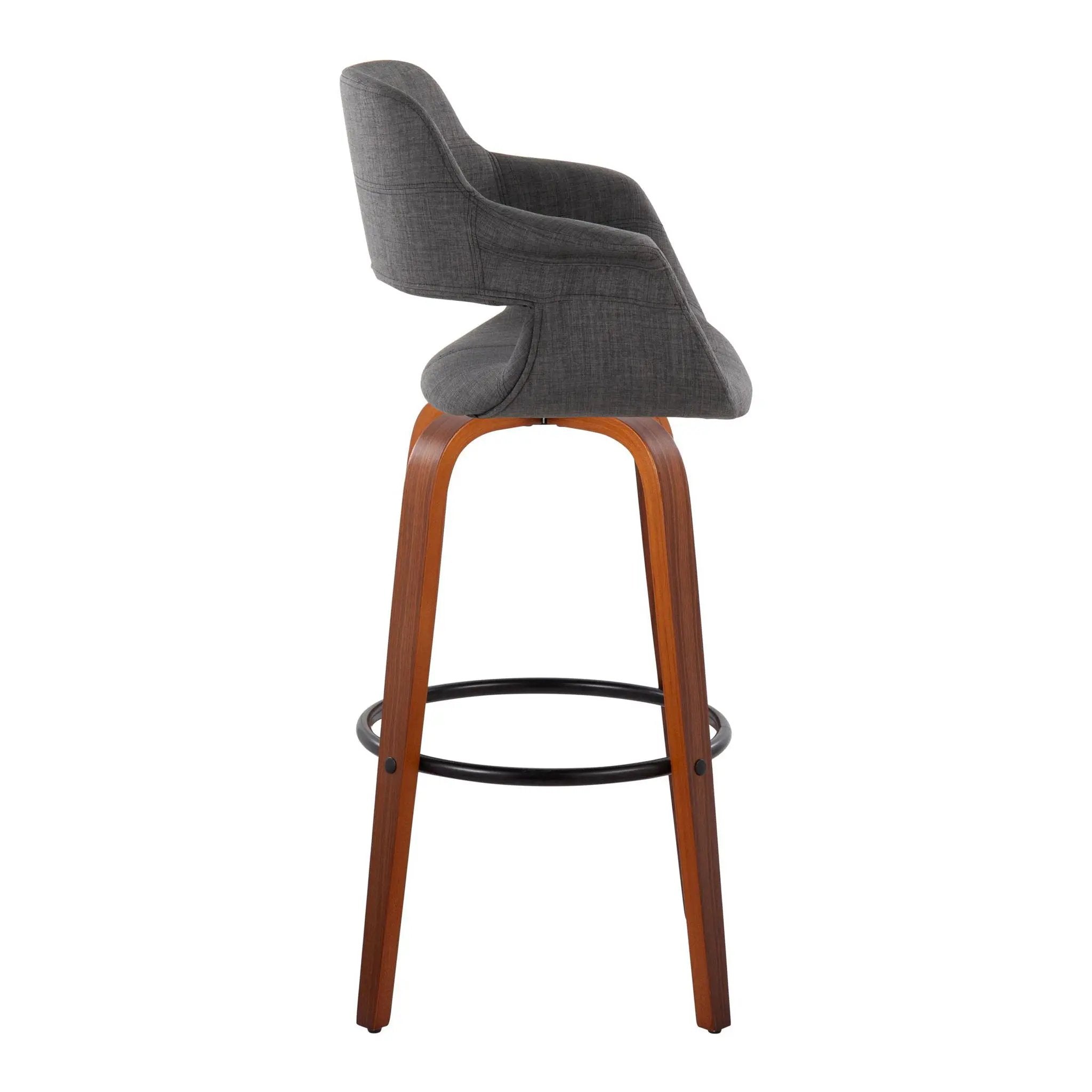 Vintage Flair - Mid Century Modern Fixed Height Barstool With Swivel With Round Footrest (Set of 2) by HouseOfZazla