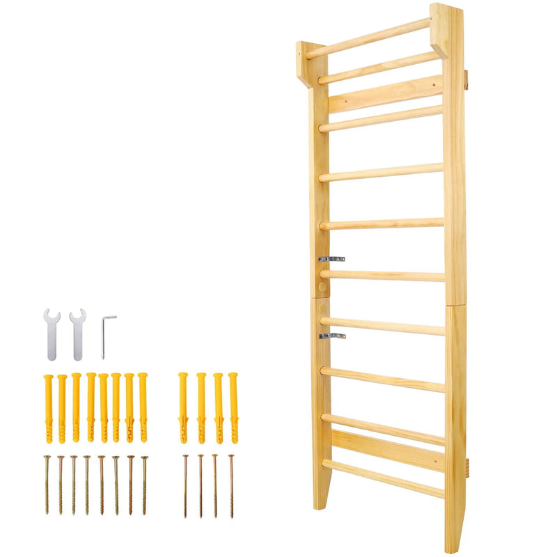 Gymnastics Stall Bar Multi Use Swedish Ladder For Home Gym And Physical Therapy - Natural by HouseOfZazla
