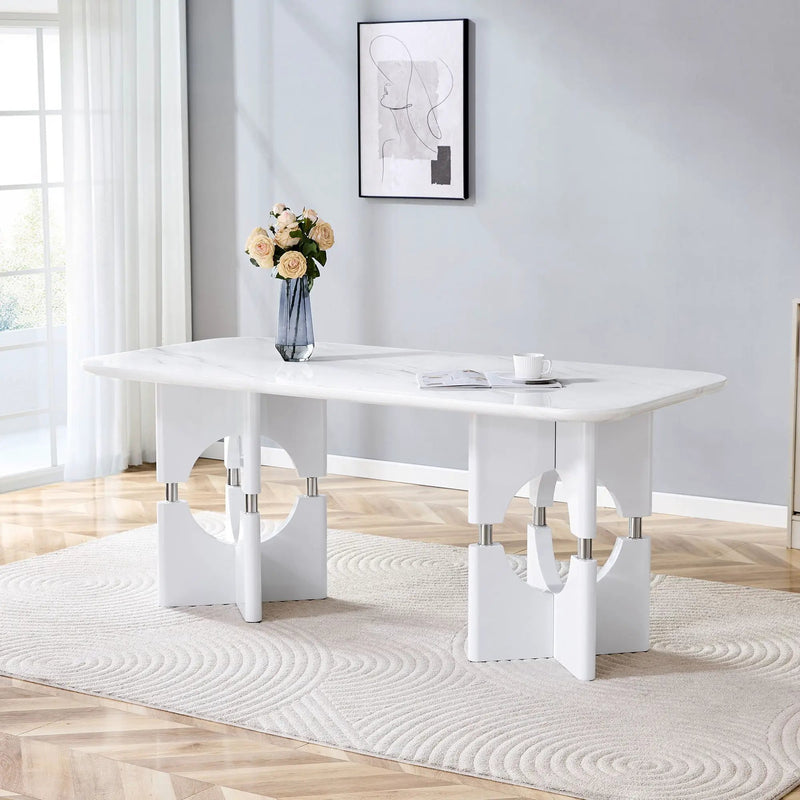 Modern Dining Table With Sleek Hollow-Out Frame And Accents by Unique Piece Furniture