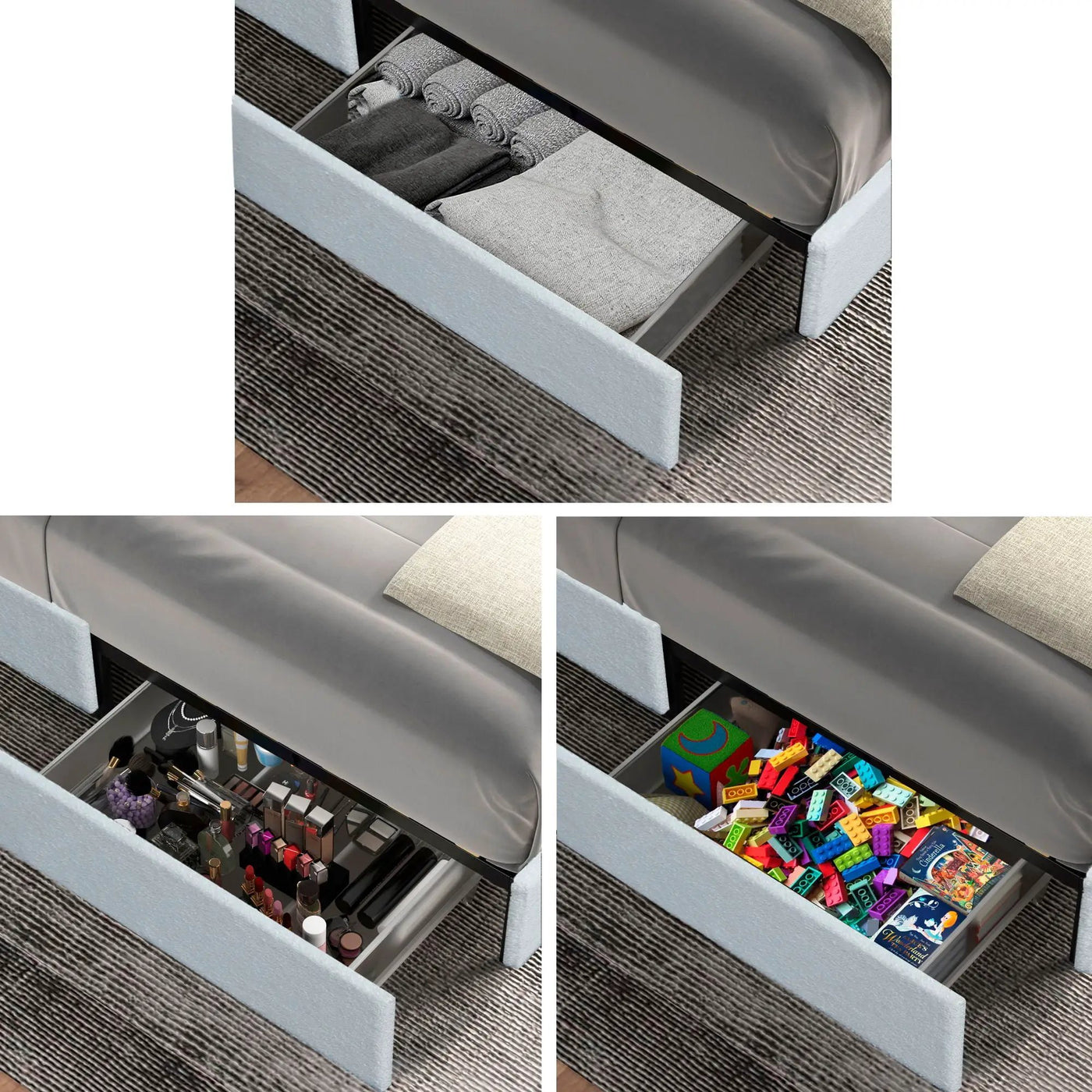 Liv - Patented With Drawers Upholstered Storage Platform Bed by HouseOfZazla