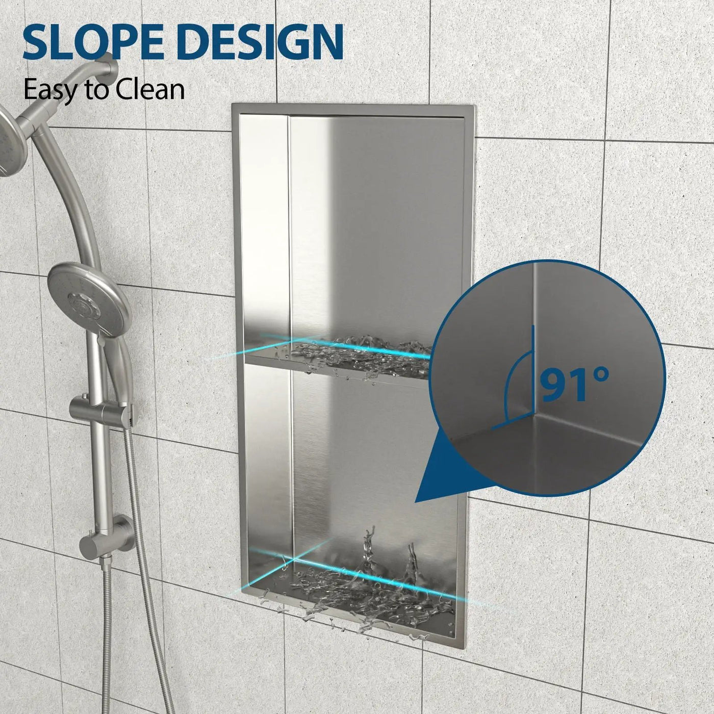 Modern Stainless Steel Shower Niche Double Shelf For Bathroom by HouseOfZazla