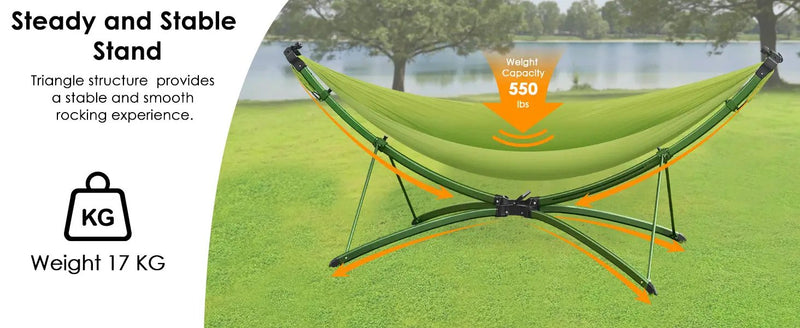 Portable Outdoor Hammock with Quick-Fold Stand and Adjustable Sunshade by HouseOfZazla