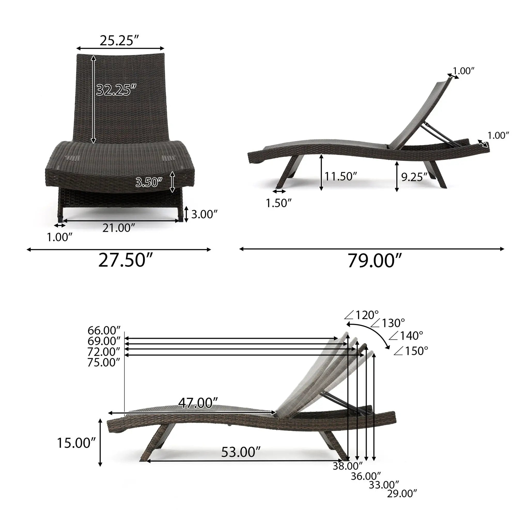 Mysticism Outdoor Chaise Lounge with Adjustable Backrest and Foldable Legs by HouseOfZazla