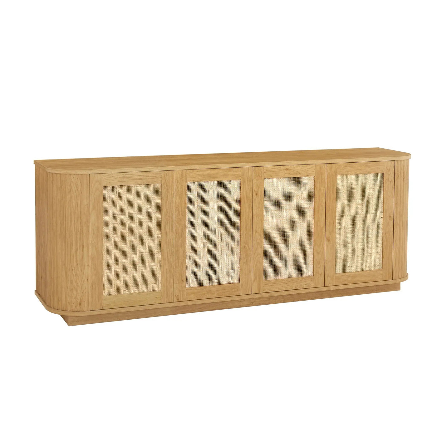 Contemporary Wave Shaped TV Stand With Rattan Doors by Unique Piece Furniture