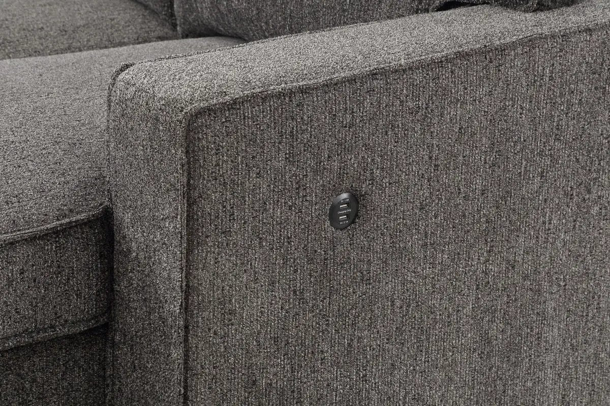 Estelle - Fabric Reversible Sleeper Sectional With Storage Chaise Drop-Down Table 2 Cup Holders And 2 USB Ports by HouseOfZazla