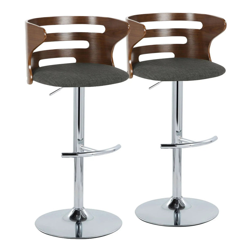 Cosi - Mid Century Modern Adjustable Barstool With Swivel & Rounded T Footrest (Set of 2) by HouseOfZazla