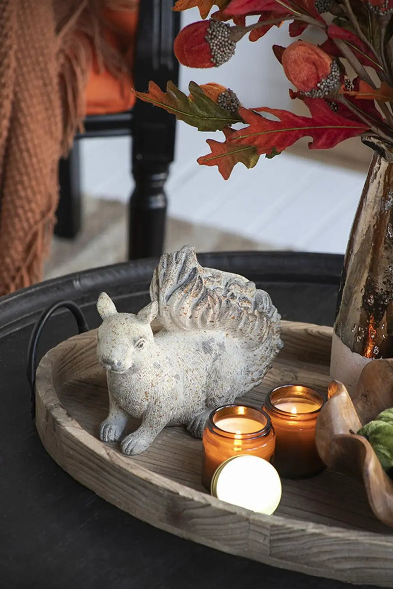 Resin Standing & Lying Down Squirrel Rustic, For Harvest Festival Fall Festival & Thanksgiving Table Decorations (Set of 2) - Antique Cream by HouseOfZazla
