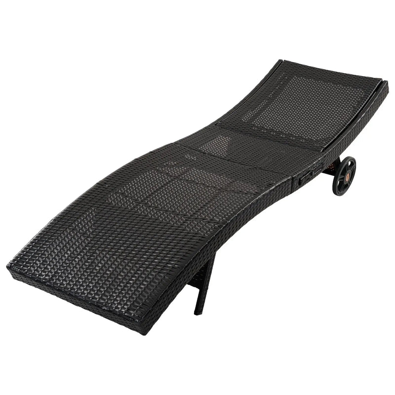 K&K 80'' Patio Wicker Chaise Lounge Chairs Set of 2 by HouseOfZazla