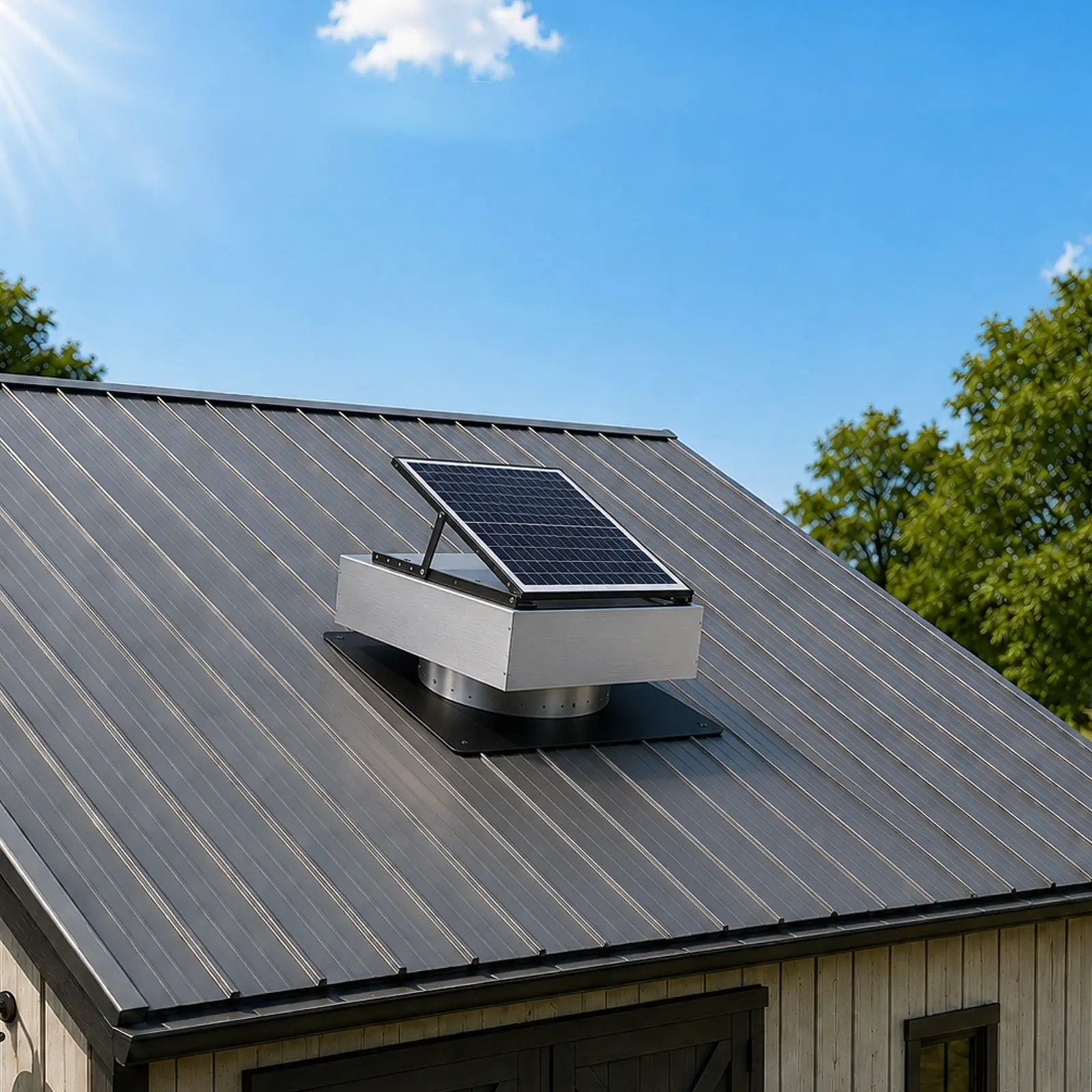 12" Stainless Steel Solar Roof Vent Fan, 40W Tilt Adjustable Solar Panel by HouseOfZazla