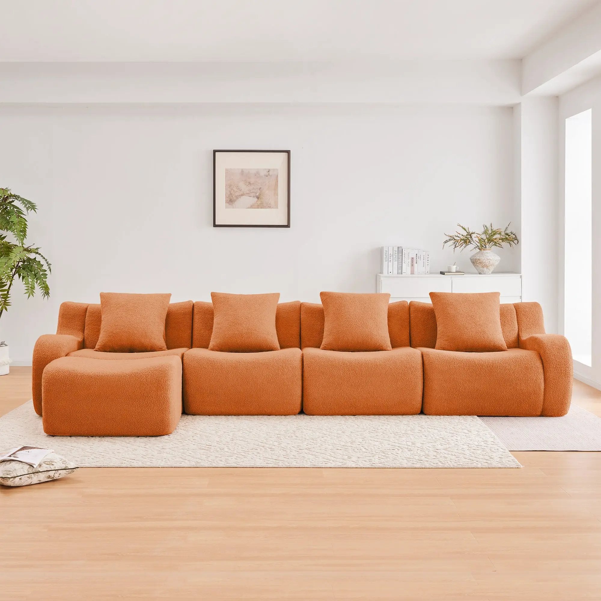 L-Shaped 4-Seat Boneless Sofa by HouseOfZazla