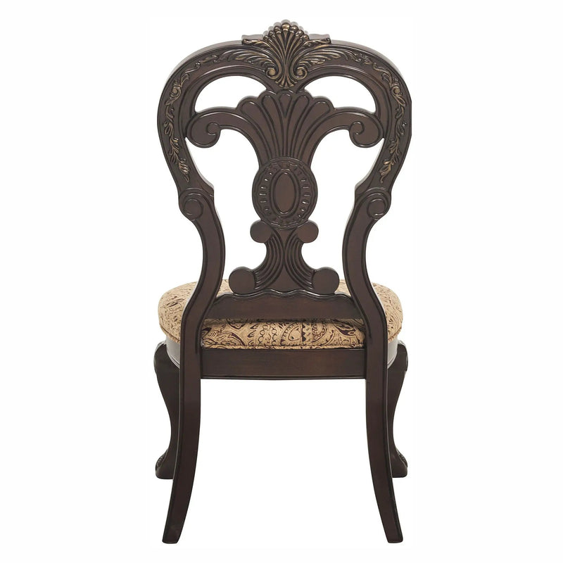 Elegant Style Beautiful Side Chairs 2 Piece Set Cherry With Tipping Fabric Upholstered Traditional Dining Furniture - Cherry by Unique Piece Furniture