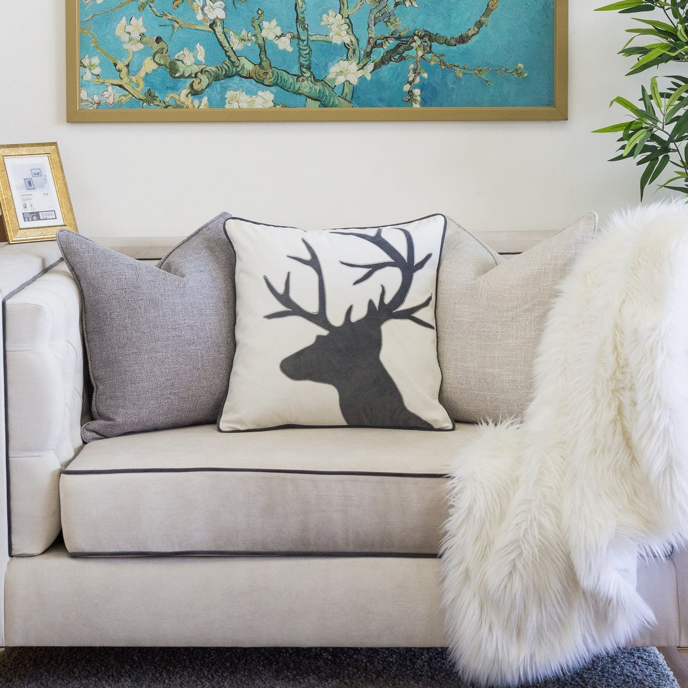 Holiday Reindeer Velvet Accent Pillow 20x20 by HouseOfZazla