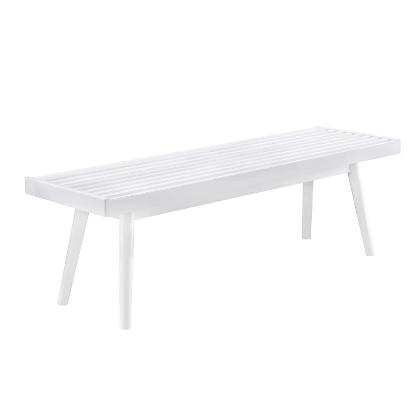 Larwich - Solid Wood Slatted Bench - White by Unique Piece Furniture