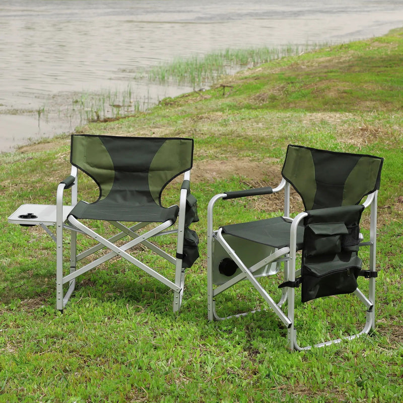 Padded Folding Outdoor Chair With Side Table And Storage Pockets, Lightweight Oversized Directors Chair For Indoor, Outdoor Camping, Picnics And Fishing by HouseOfZazla