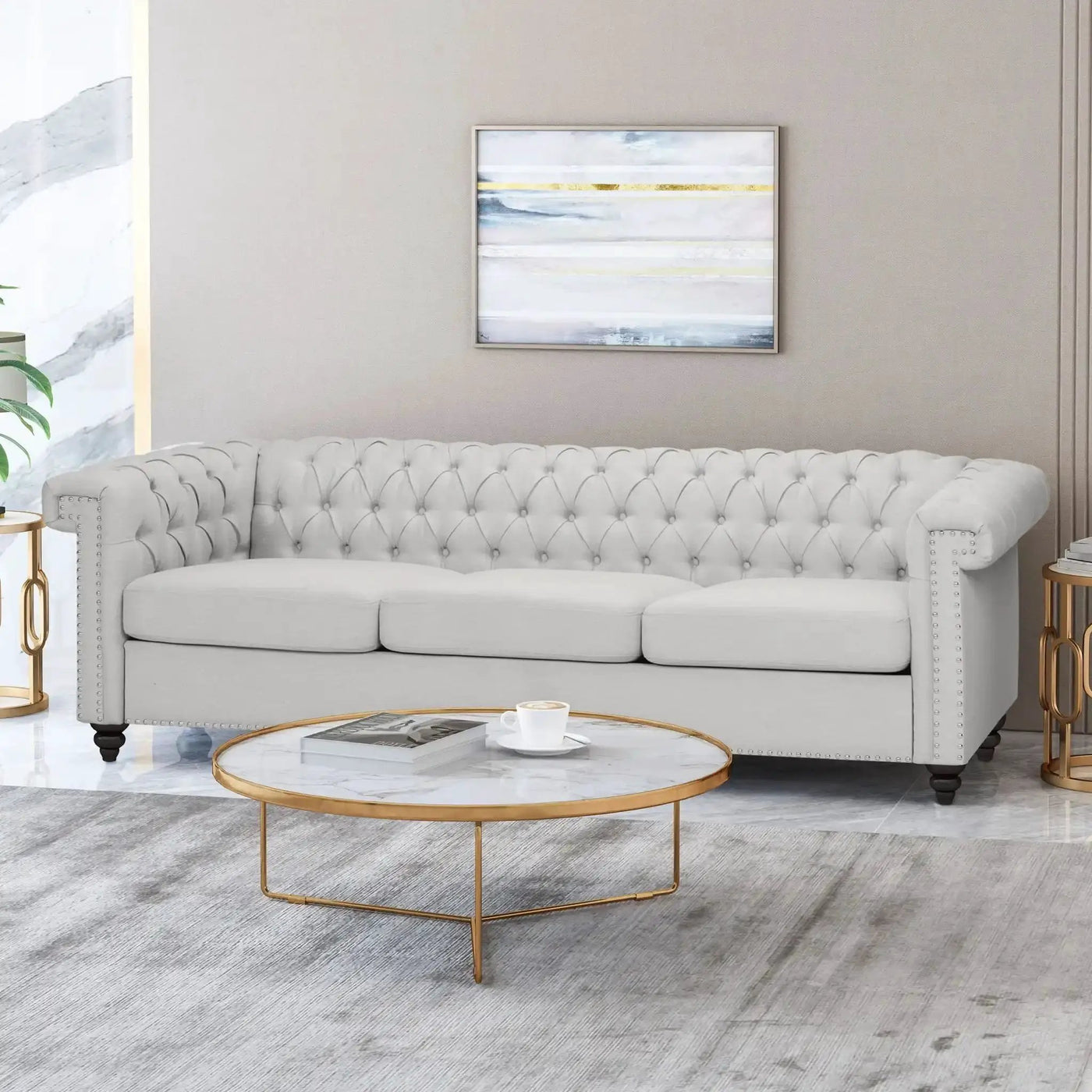 Chesterfield Style 3 Seater Sofa With Deep Button Tufting by HouseOfZazla