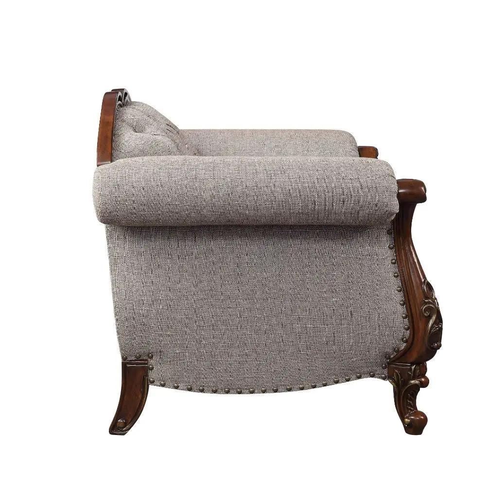 Miyeon - Loveseat With 3 Pillows - Fabric & Cherry by Unique Piece Furniture