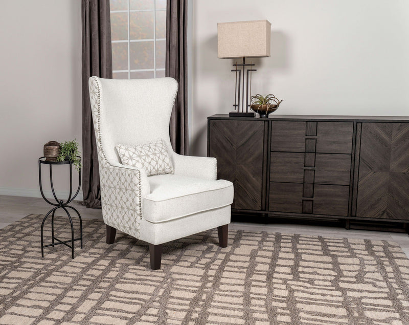 Pippin Upholstered High Wingback Accent Chair Latte by Unique Piece Furniture