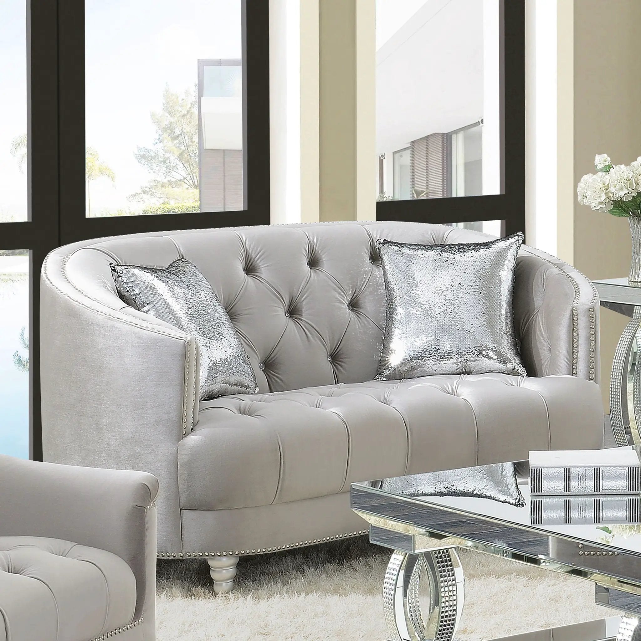 Colby - Loveseat With Tufted Design - Gray by HouseOfZazla