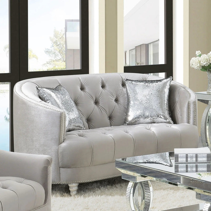 Colby - Loveseat With Tufted Design - Gray by HouseOfZazla