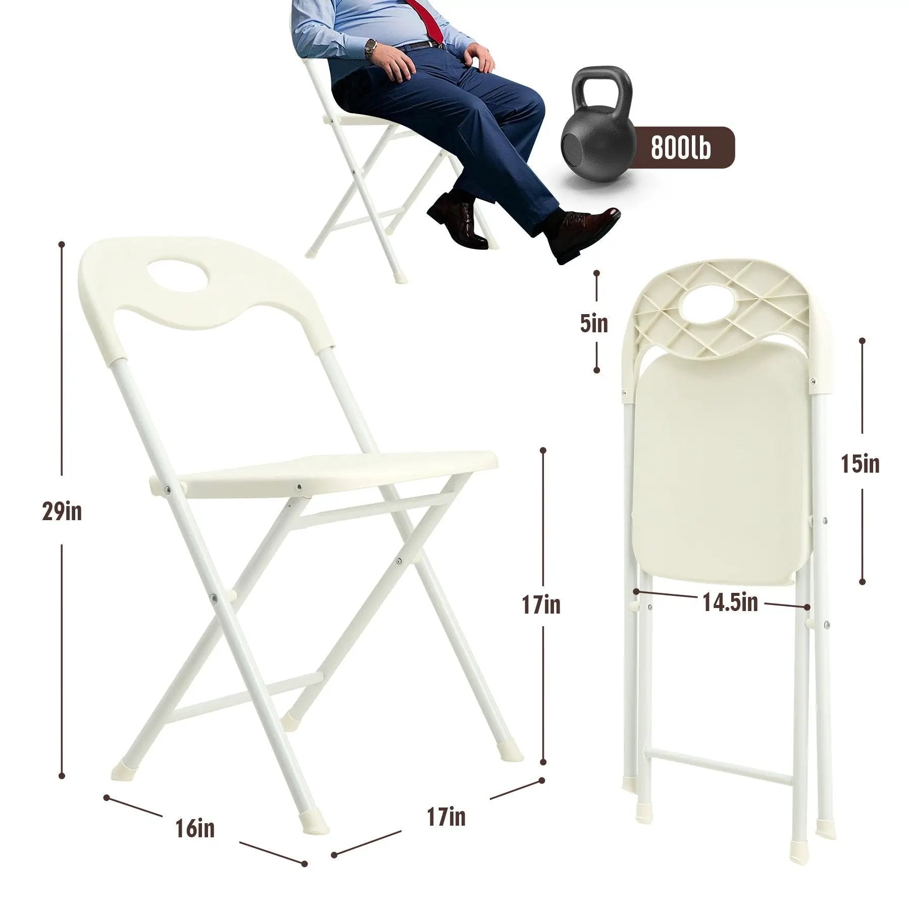 Folding Chairs, Stackable & Waterproof (Set of 4) - White by Unique Piece Furniture