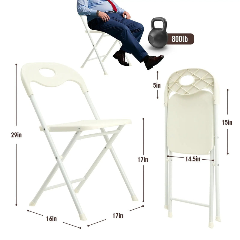 Folding Chairs, Stackable & Waterproof (Set of 4) - White by Unique Piece Furniture