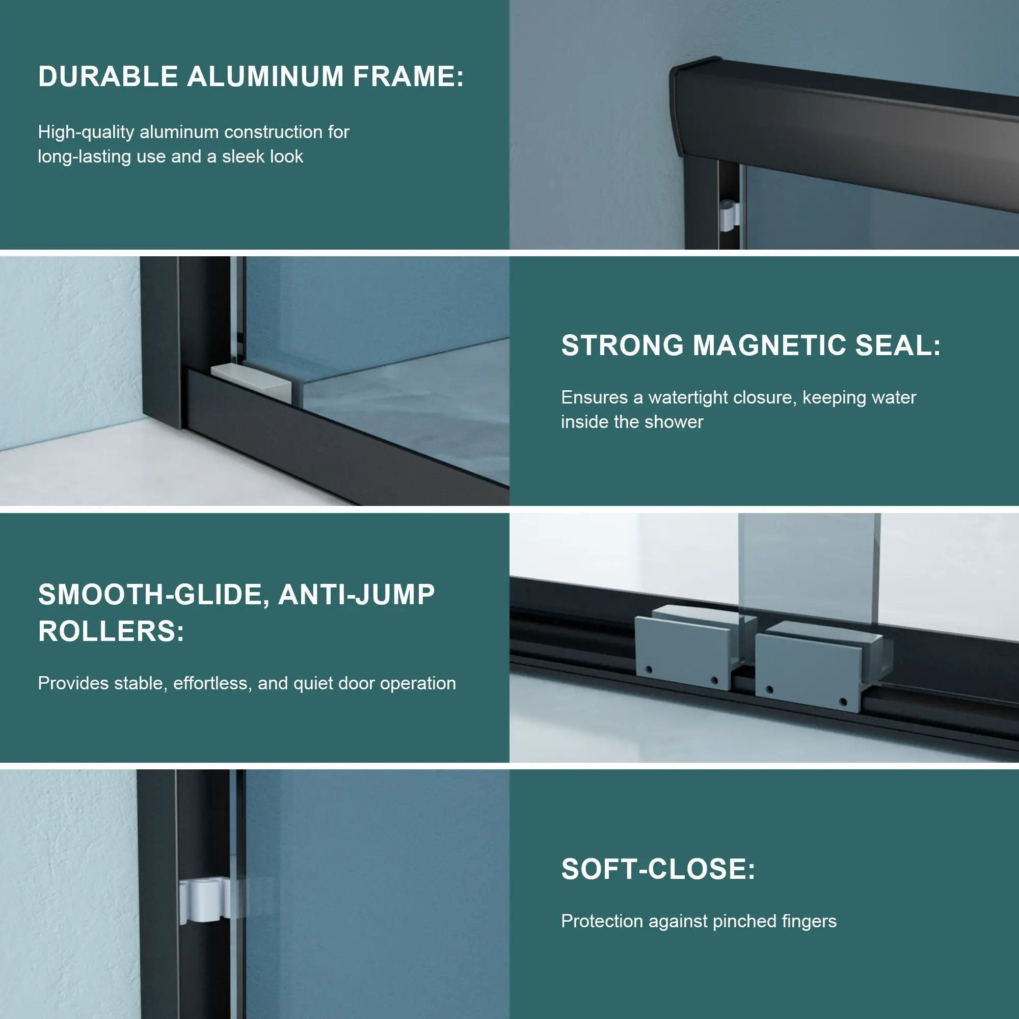 Double Sliding Glass Shower Door 8Mm Tempered Glass With Stainless Steel Frame - Matte Black by HouseOfZazla