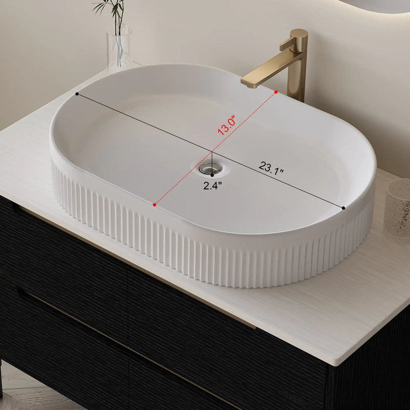 36 Inch Bathroom Vanity with Ceramic Integrated Sink & Soft-Close Drawers by HouseOfZazla
