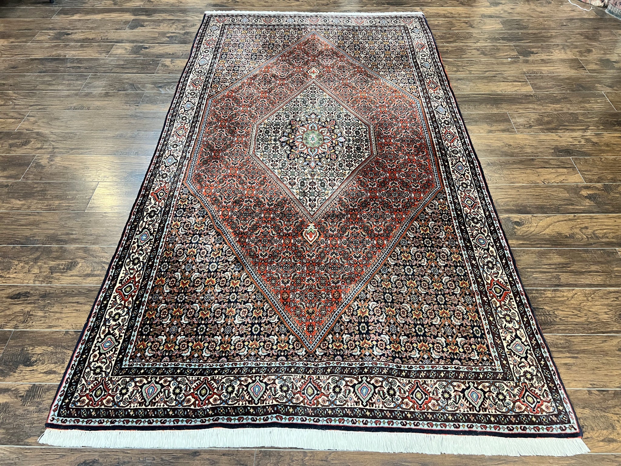 Persian Bidjar Rug 5x10, Wool Hand Knotted Vintage Carpet, Highly Detailed, Mahi Herati Pattern, 5 x 10 Oriental Rug by Jewel Rugs