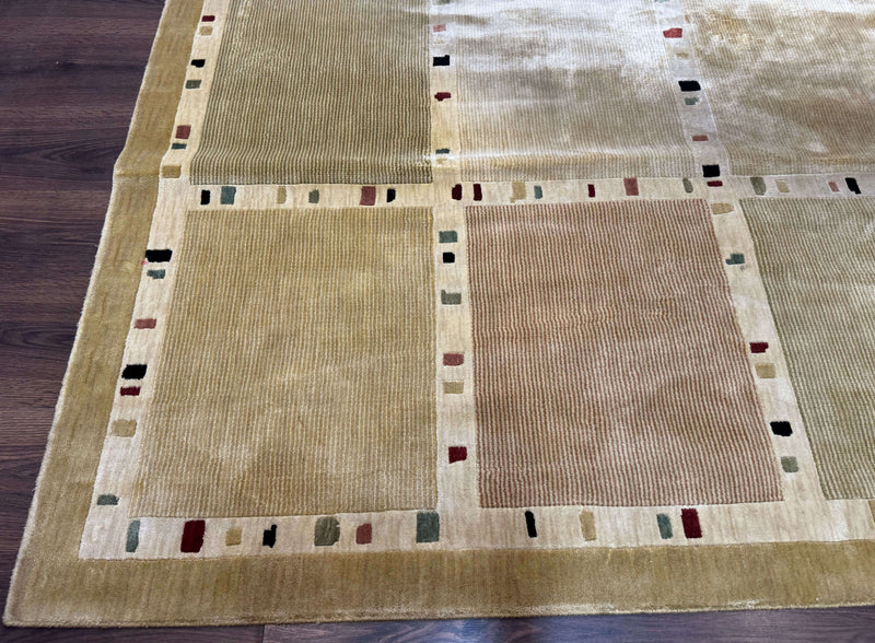 Large Wool Rug 10x13, Panel Design, Modern Contemporary Carpet by Jewel Rugs