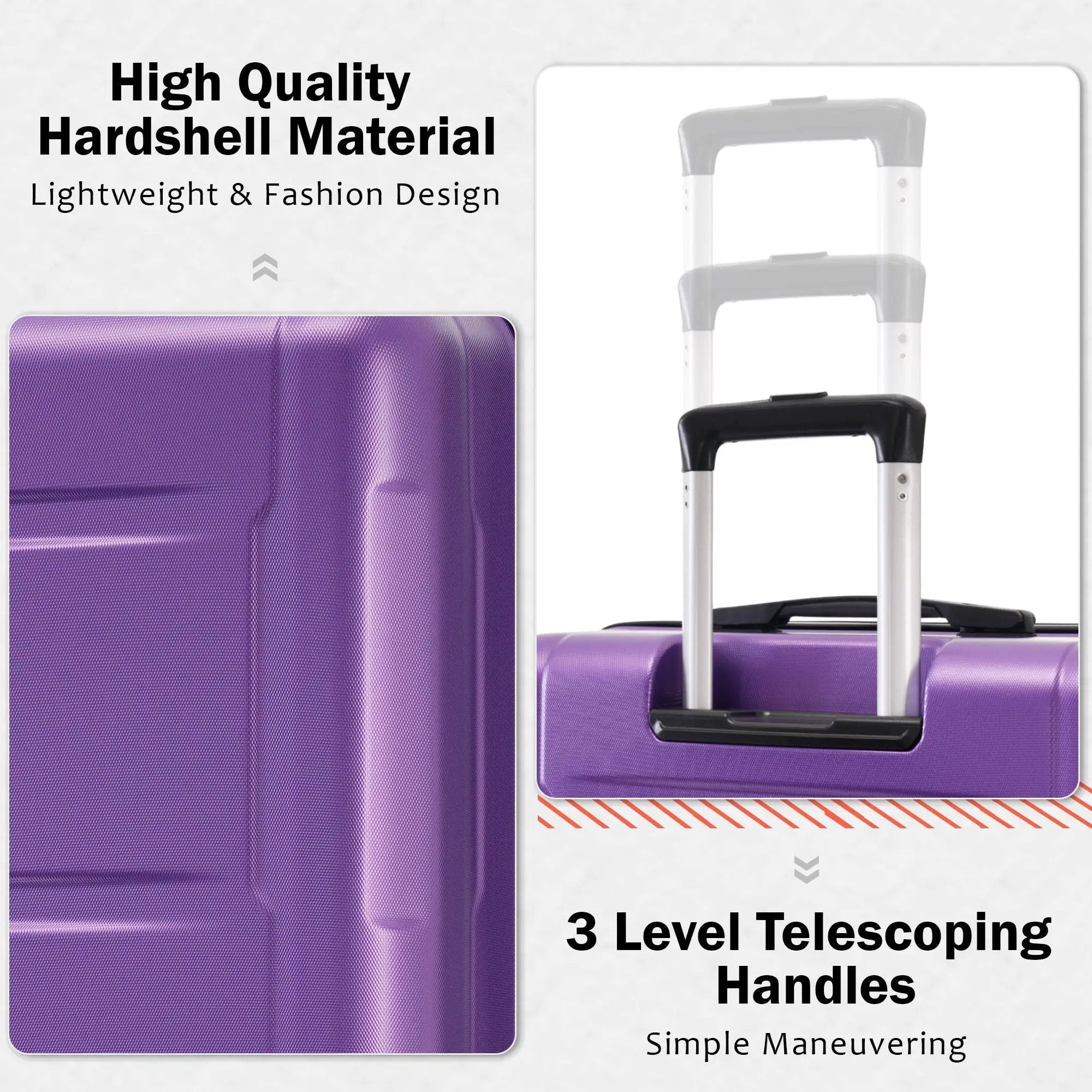 2 Piece Luggage Set With Bags Expanable Spinner Wheels ABS Lightweight Suitcase With Tsa Lock 20" / 24" by HouseOfZazla