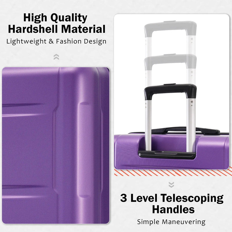 2 Piece Luggage Set With Bags Expanable Spinner Wheels ABS Lightweight Suitcase With Tsa Lock 20" / 28" by HouseOfZazla