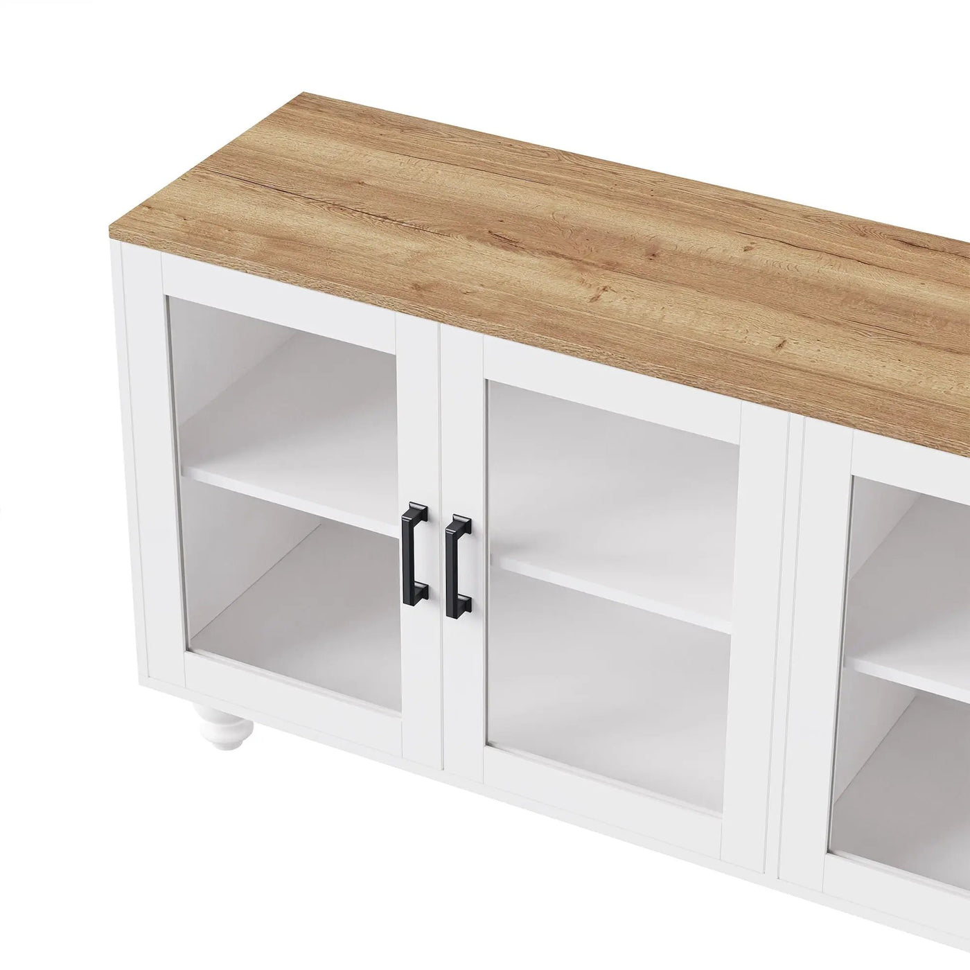 Farmhouse TV Stand With Solid Wood Gourd Shaped Legs For TVs Up To 70" by HouseOfZazla