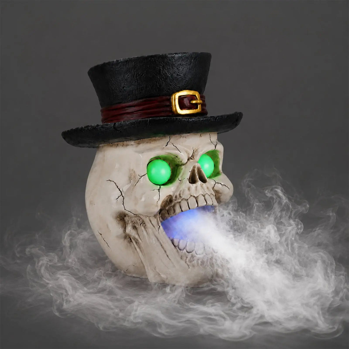 LED Light-Up Skull with Top Hat & Mist Maker by HouseOfZazla