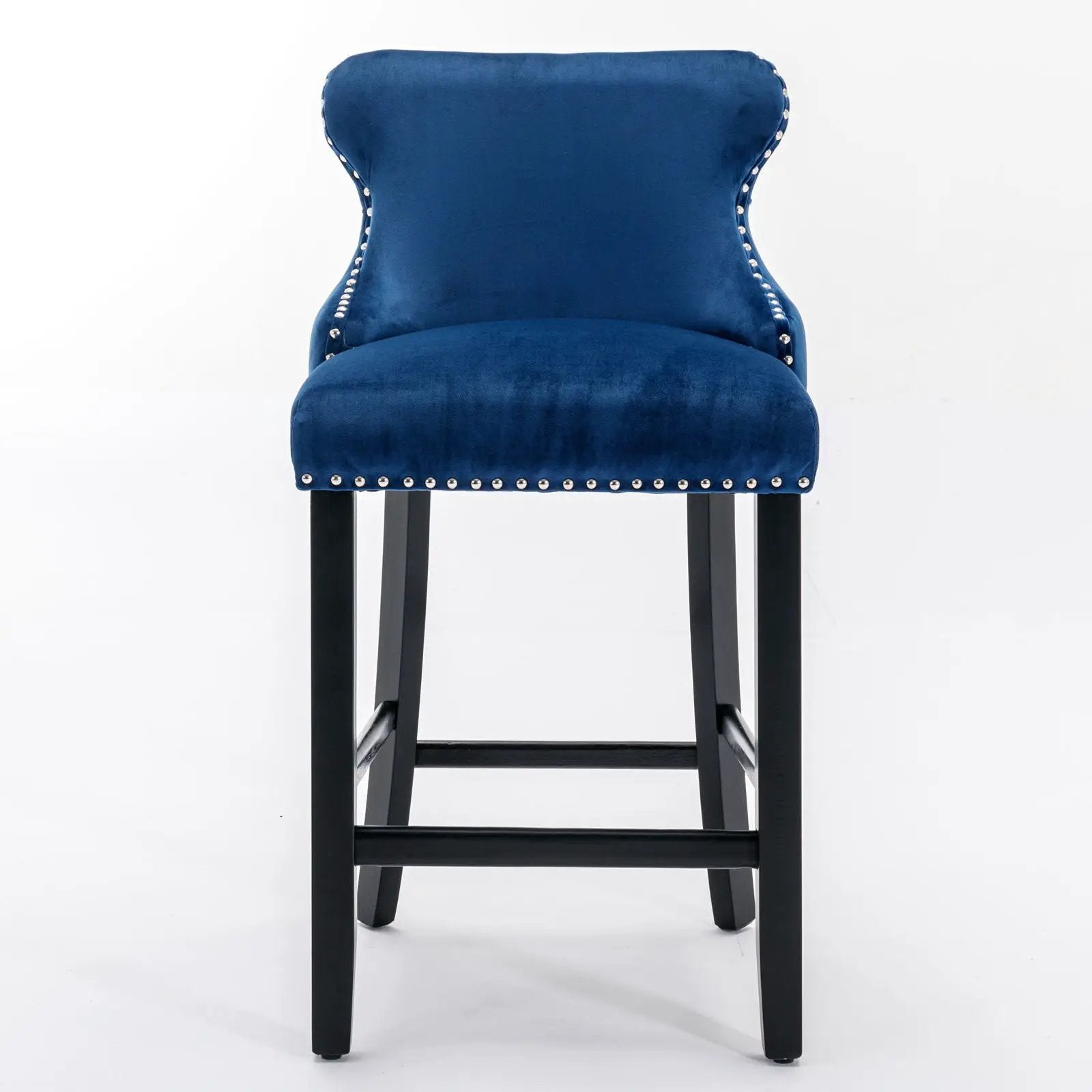 Contemporary Upholstered Wing-Back Barstools With Button Tufted Decoration And Wooden Legs, And Nailhead Trim, Leisure Style Bar Chairs, Bar Stools (Set of 2) by HouseOfZazla