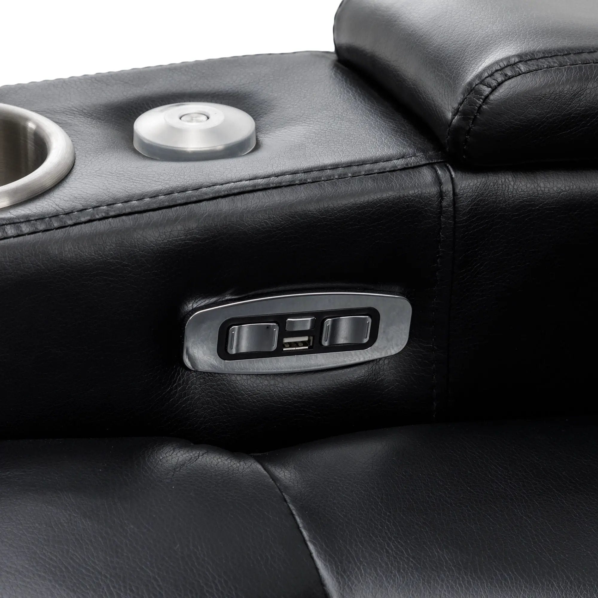 270° Power Swivel Recliner Home Theater Chair With Hidden Arm Storage, LED Light, Cup Holder, And Tray Table by HouseOfZazla