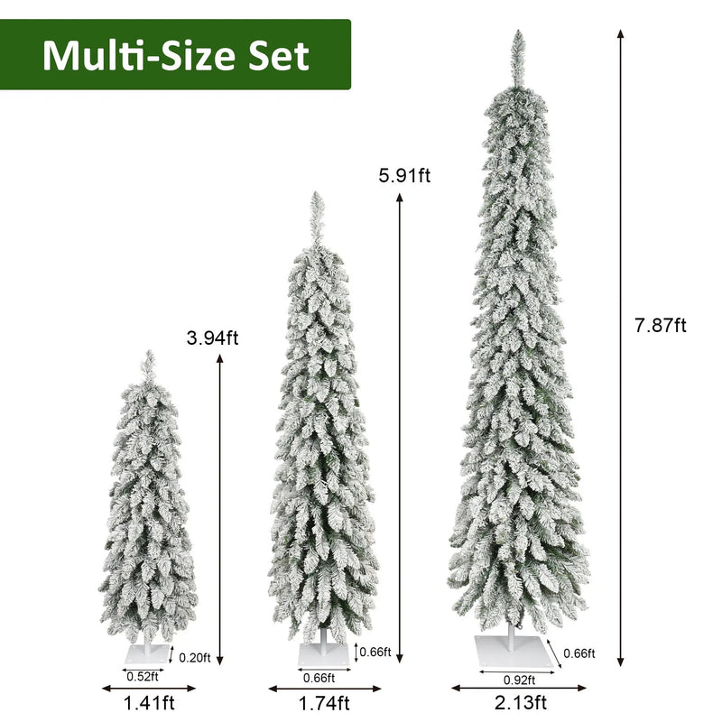 Snow Flocked Pre-Lit Pencil Christmas Tree, photo 6 of 10