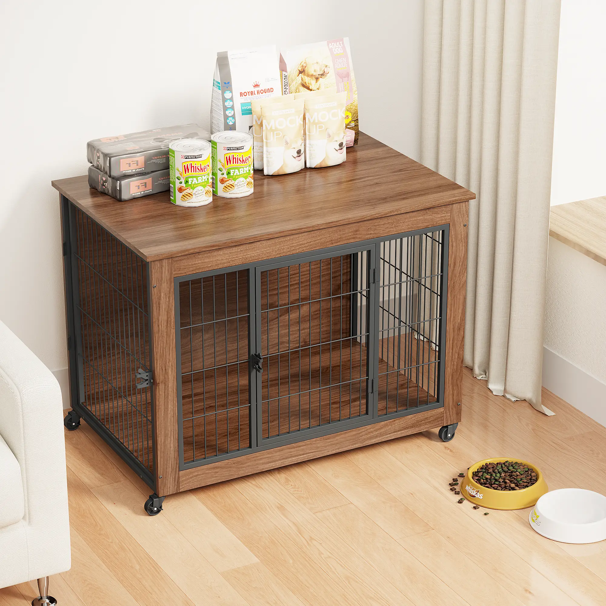 38.6" Dog Crate Furniture with Wheels for Small Dogs by HouseOfZazla